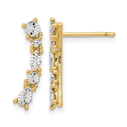 14K Gelb & Rhodium und Weiß Poliert Diamantiert Ohrstecker