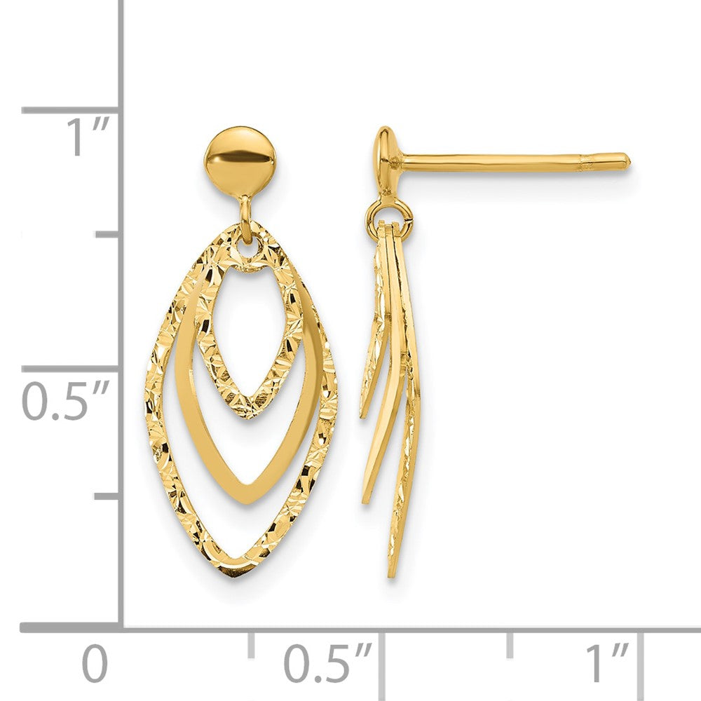 14K Gelbgold Poliert Stecker Ohrhänger