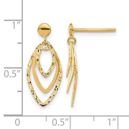 14K Gelbgold Poliert Stecker Ohrhänger