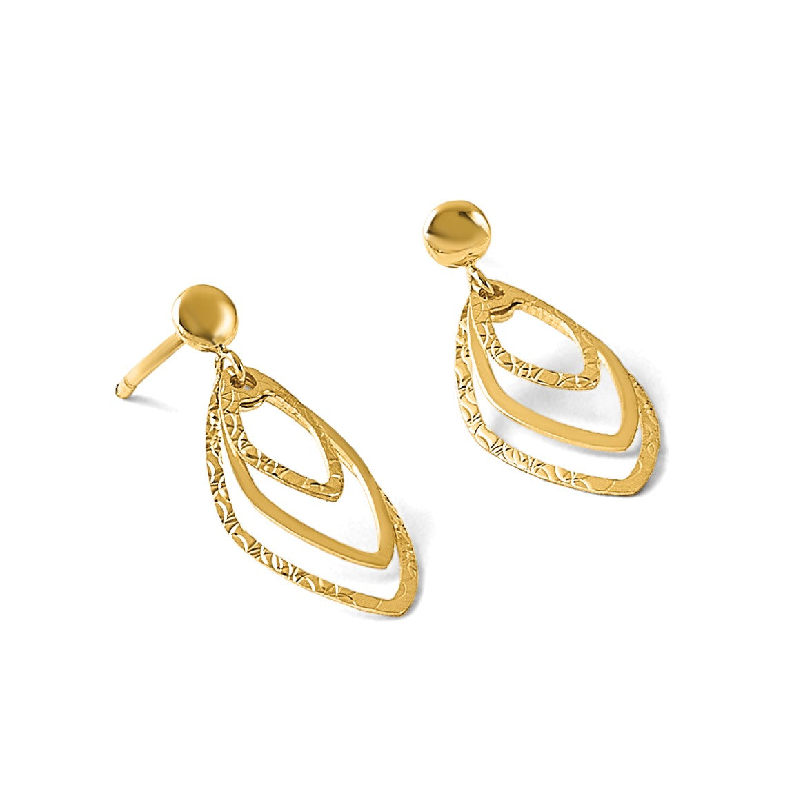 14K Gelbgold Poliert Stecker Ohrhänger