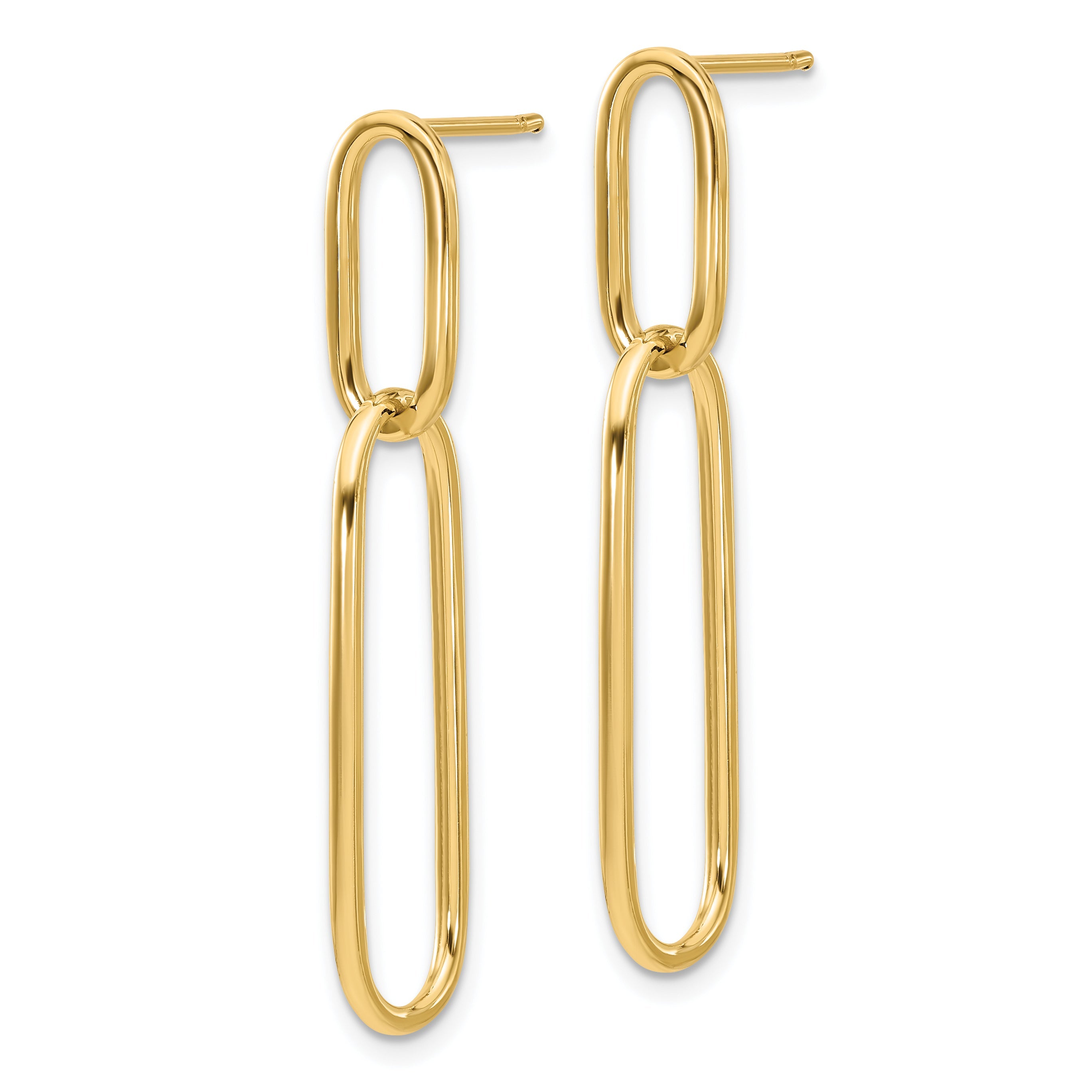 14K Gelbgold Poliert Stecker Ohrhänger