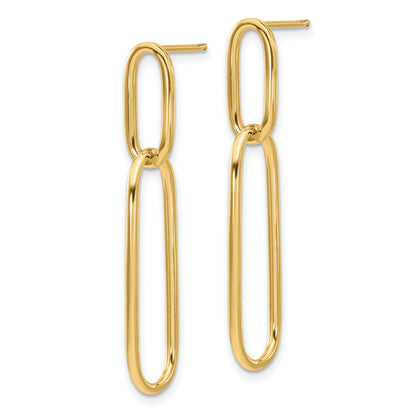 14K Gelbgold Poliert Stecker Ohrhänger