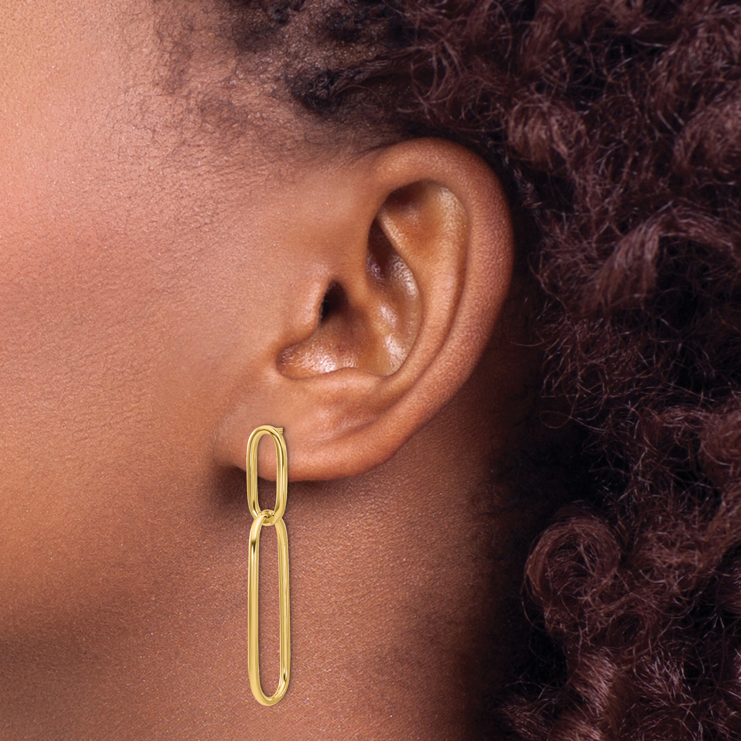 14K Gelbgold Poliert Stecker Ohrhänger