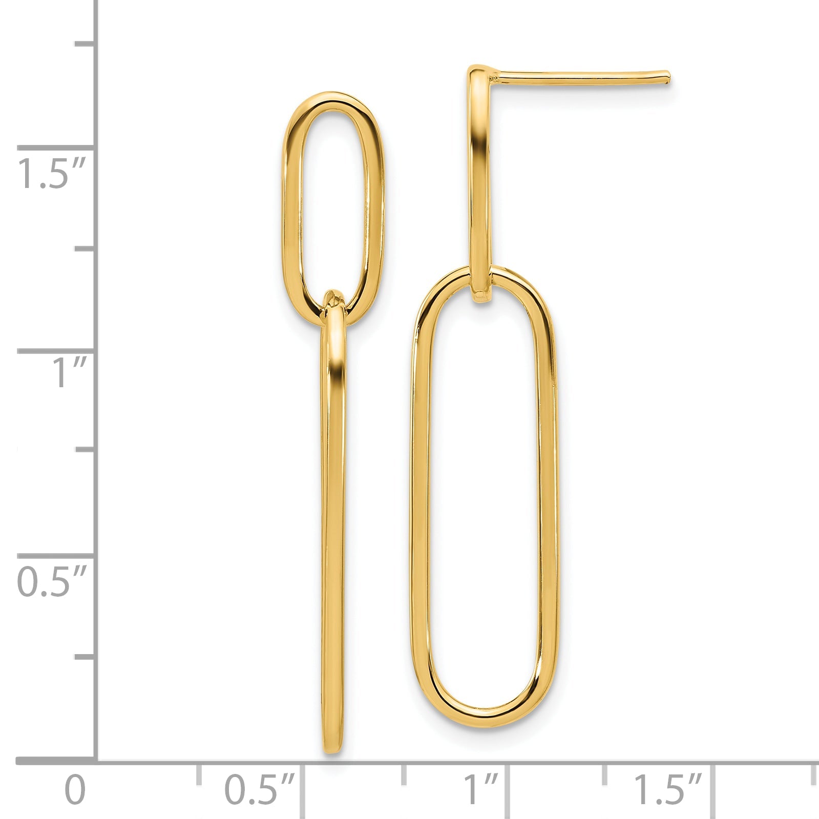 14K Gelbgold Poliert Stecker Ohrhänger