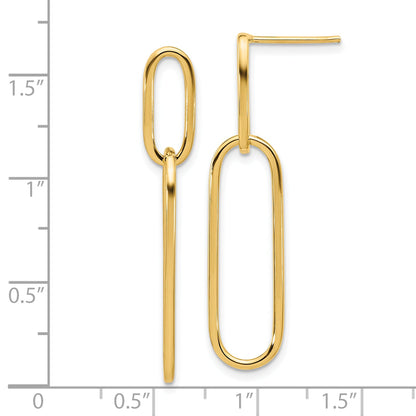14K Gelbgold Poliert Stecker Ohrhänger