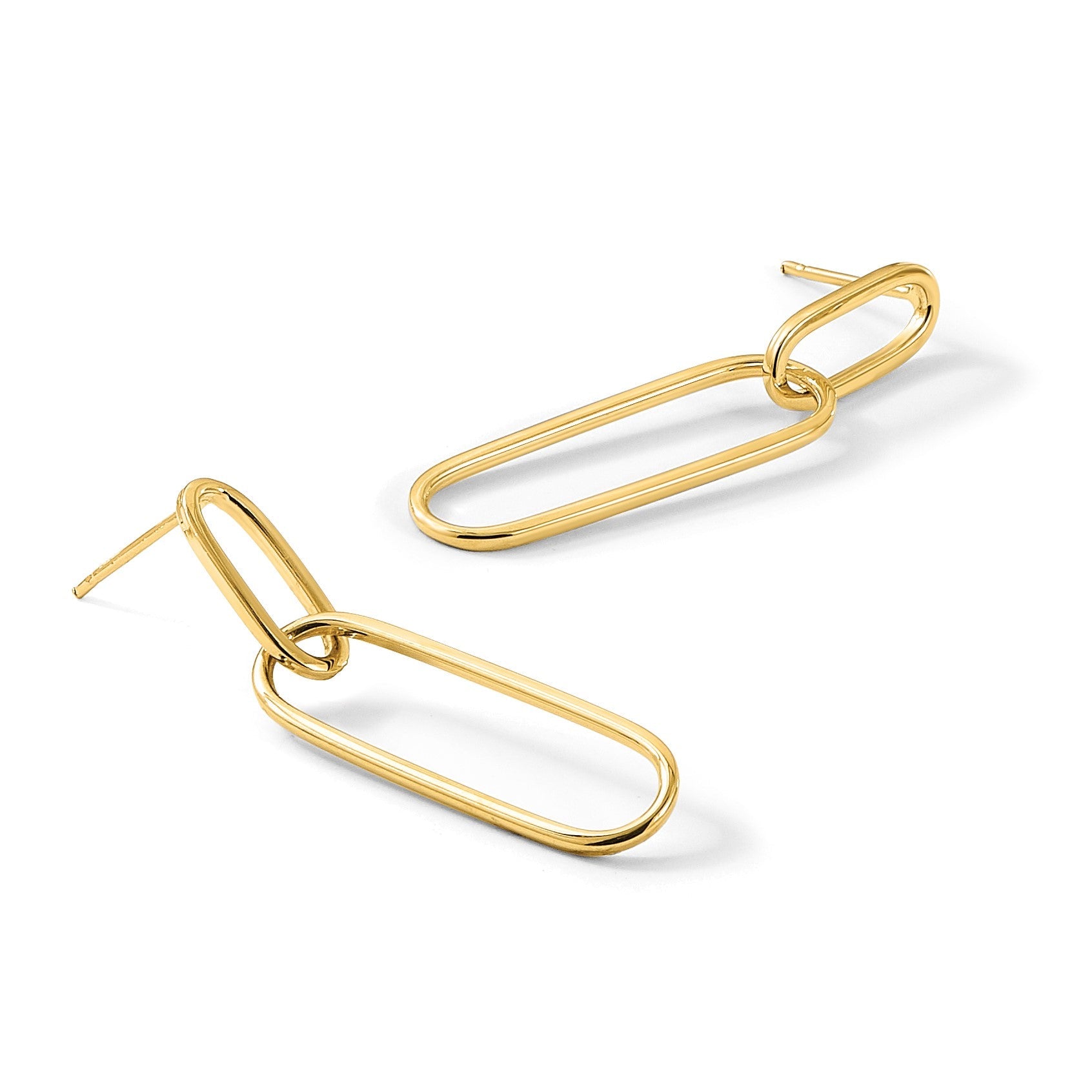 14K Gelbgold Poliert Stecker Ohrhänger