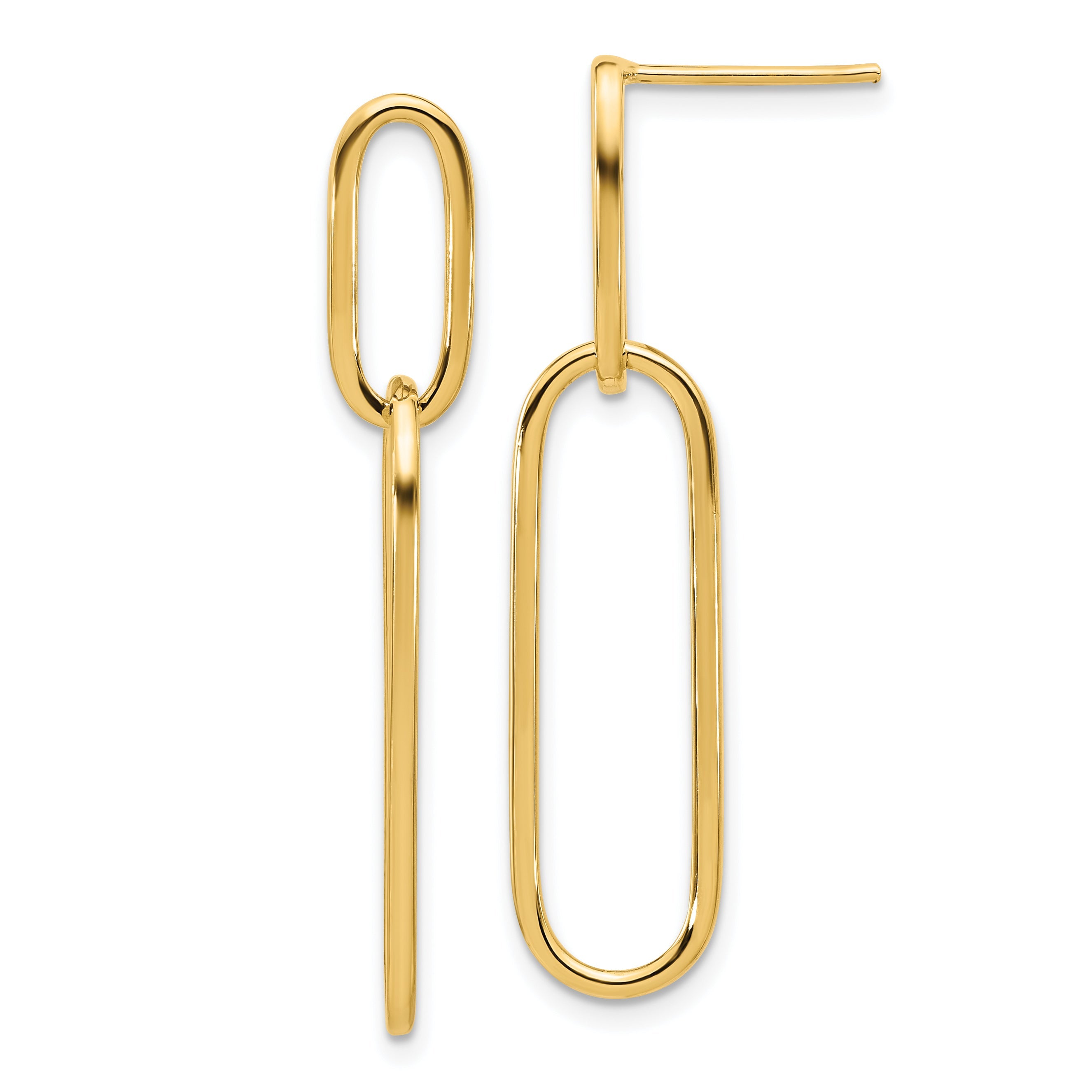 14K Gelbgold Poliert Stecker Ohrhänger
