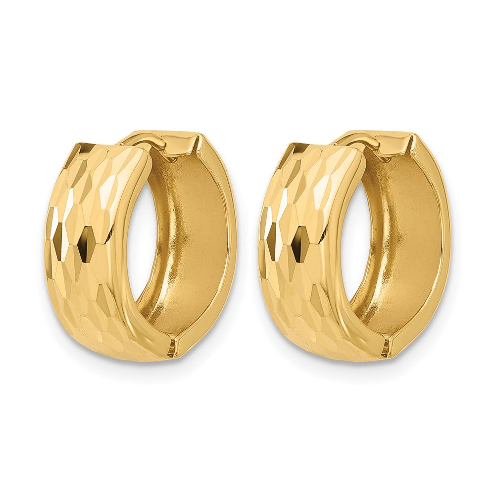 14K Gelbgold Diamantiert Klappbar Huggie Ohrringe