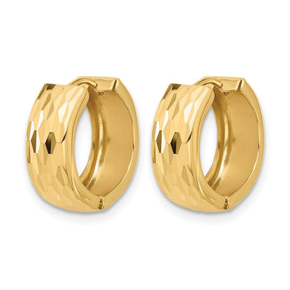 14K Gelbgold Diamantiert Klappbar Huggie Ohrringe