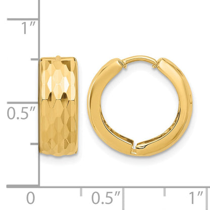 14K Gelbgold Diamantiert Klappbar Huggie Ohrringe