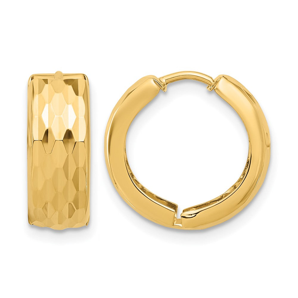 14K Gelbgold Diamantiert Klappbar Huggie Ohrringe