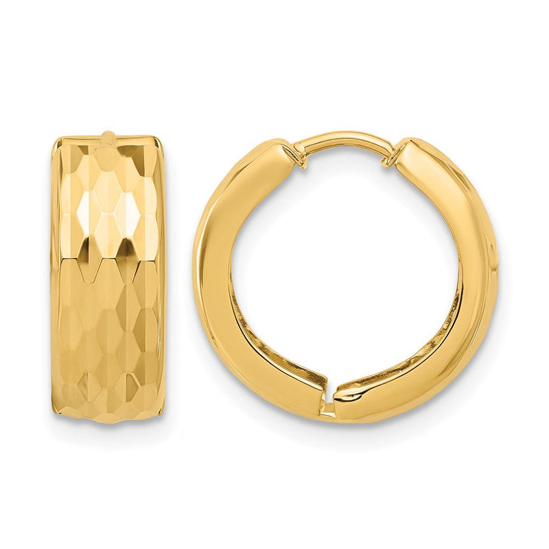 14K Gelbgold Diamantiert Klappbar Huggie Ohrringe