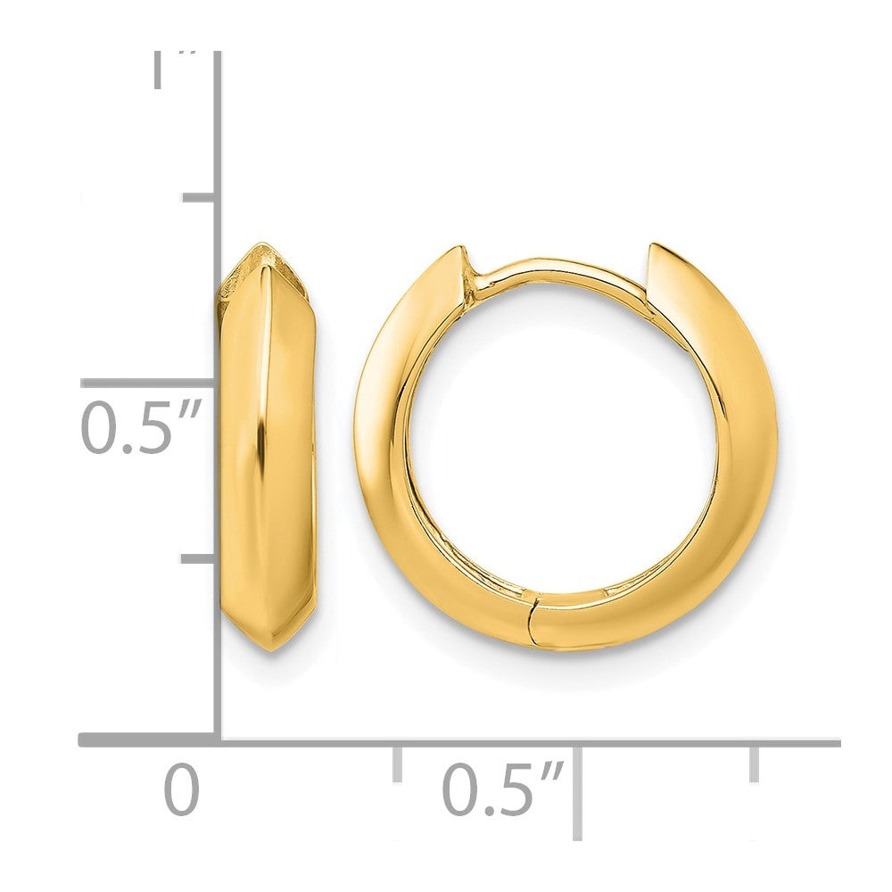 14K Gelbgold Poliert Klappbar Huggie Ohrringe
