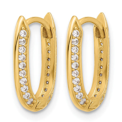 14K Gelbgold Poliert Zirkonia Klappbar Creolen