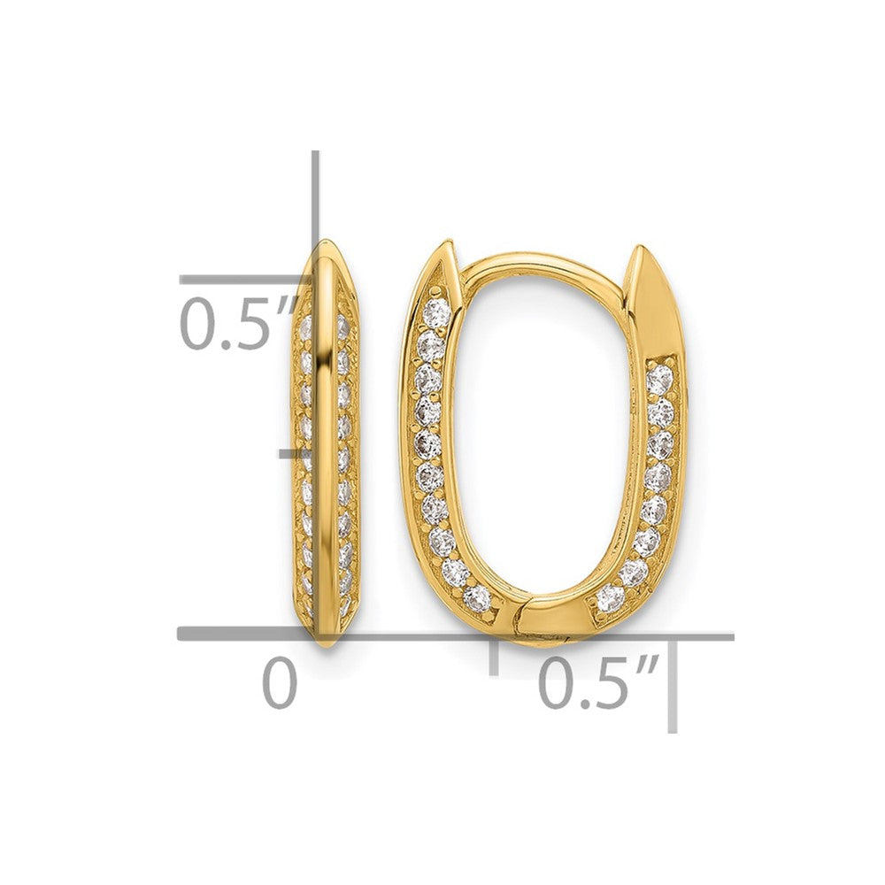 14K Gelbgold Poliert Zirkonia Klappbar Creolen