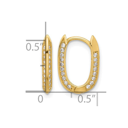 14K Gelbgold Poliert Zirkonia Klappbar Creolen