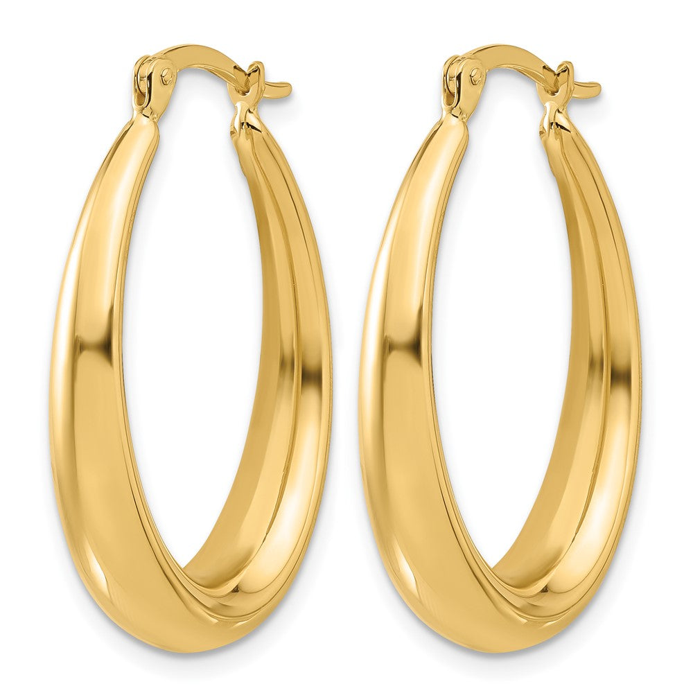 14K Gelbgold Poliert Oval Creolen