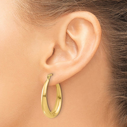 14K Gelbgold Poliert Oval Creolen