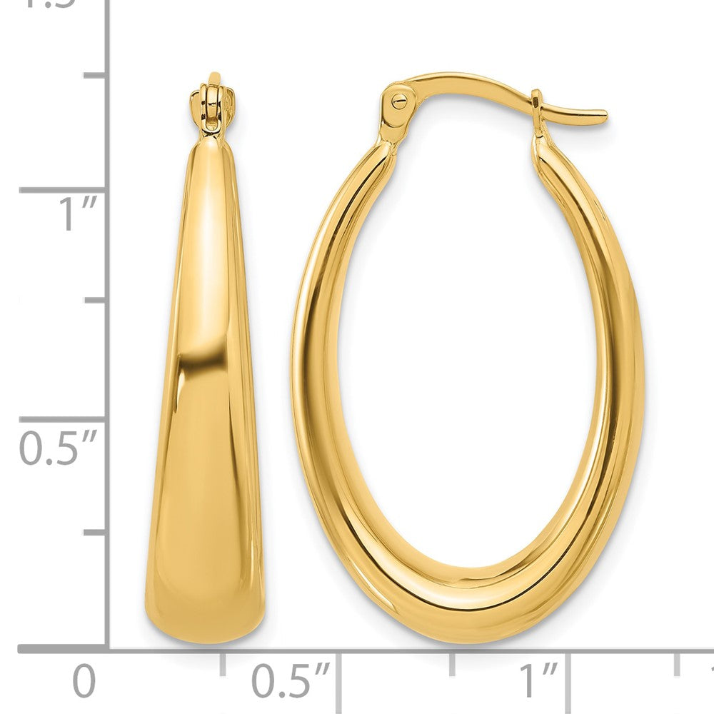 14K Gelbgold Poliert Oval Creolen