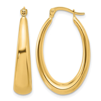 14K Gelbgold Poliert Oval Creolen