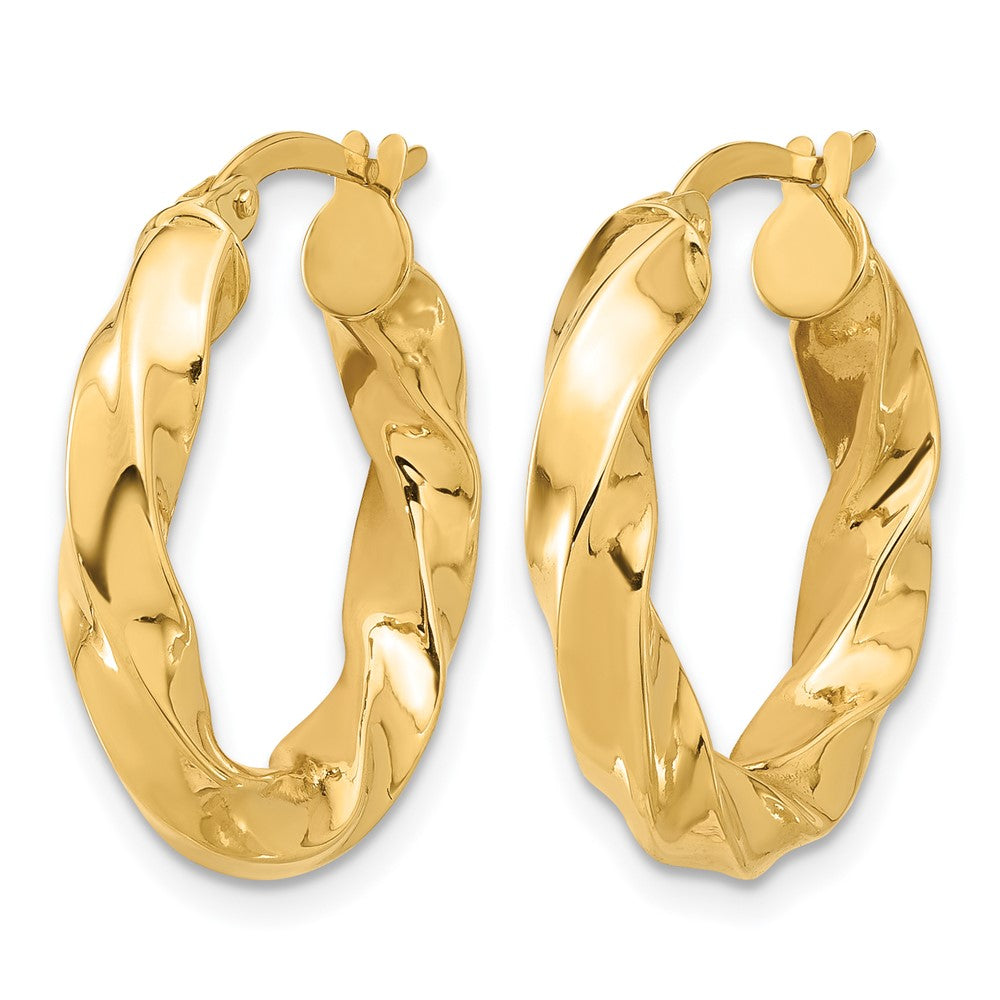 14K Gelbgold Poliert Gedreht Creolen