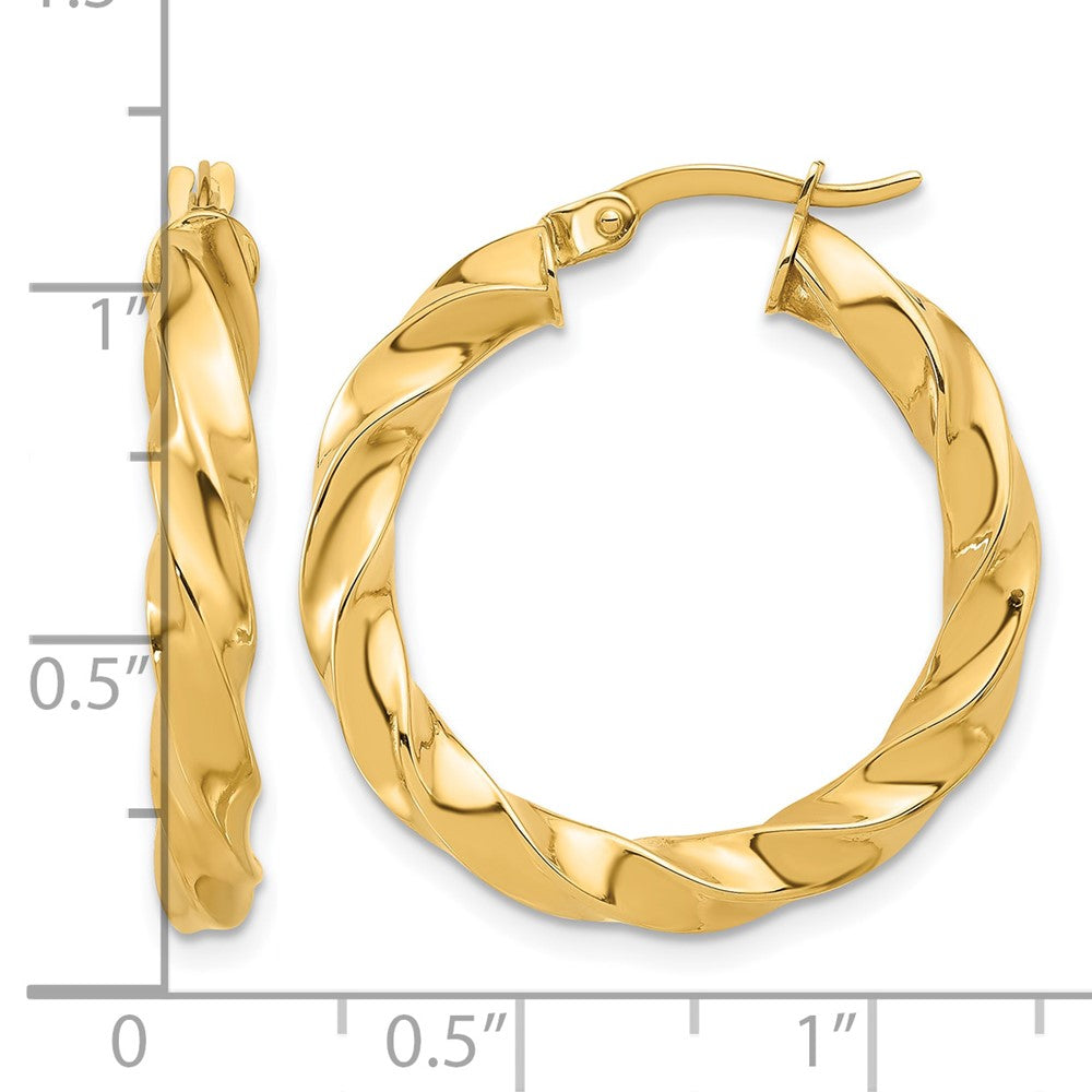 14K Gelbgold Poliert Gedreht Creolen