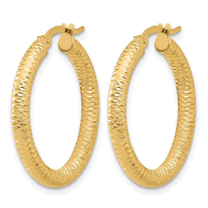 14K Gelbgold Diamantiert Rund Creolen