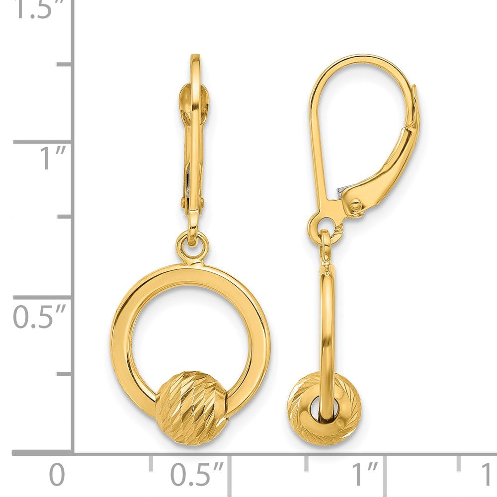 14K Gelbgold Poliert und Diamantiert Perlen Ohrhänger mit Brisur