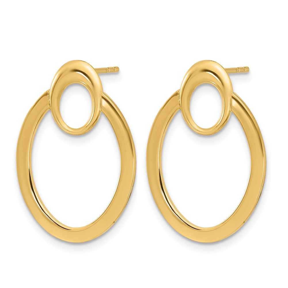 14K Gelbgold Poliert Oval Tropfen Ohrstecker