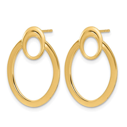 14K Gelbgold Poliert Oval Tropfen Ohrstecker