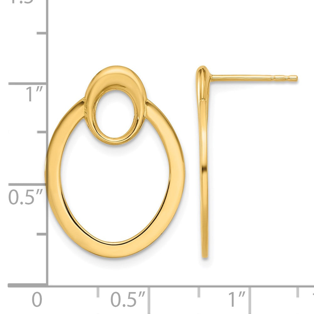14K Gelbgold Poliert Oval Tropfen Ohrstecker