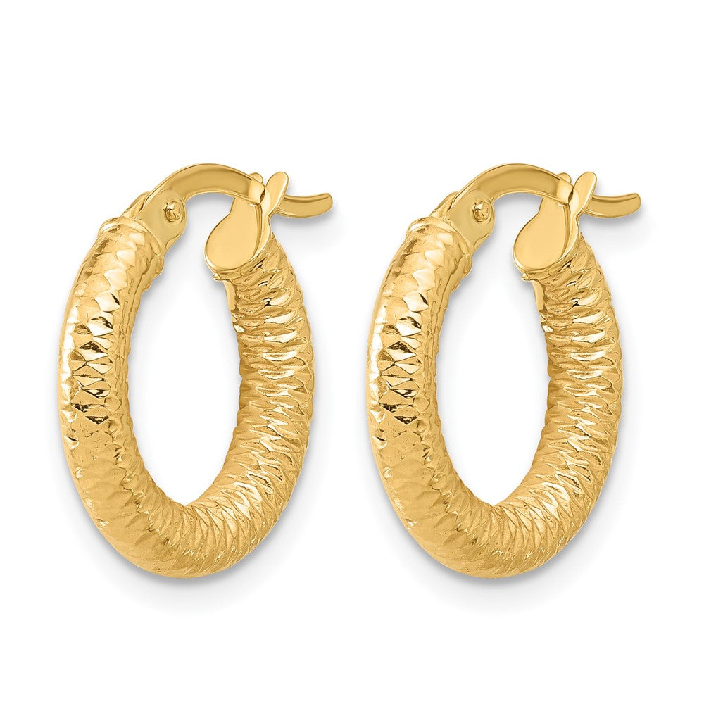 14K Gelbgold Poliert und Diamantiert Creolen