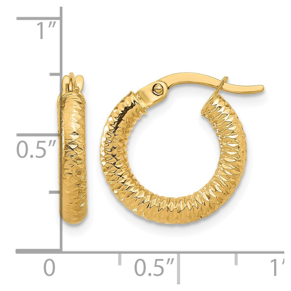 14K Gelbgold Poliert und Diamantiert Creolen