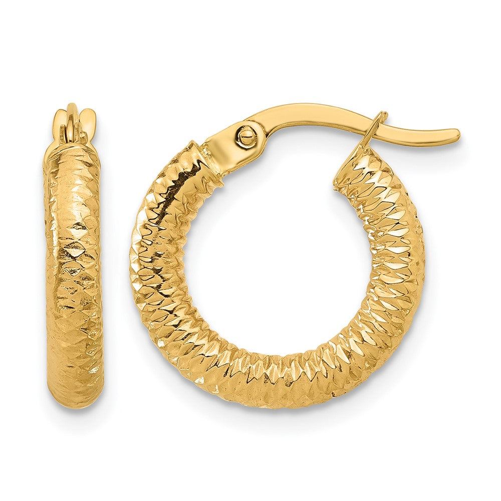 14K Gelbgold Poliert und Diamantiert Creolen