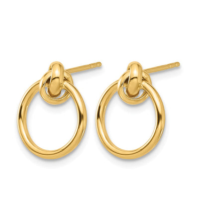 14K Gelbgold Poliert Knoten Kreis Tropfen Ohrstecker
