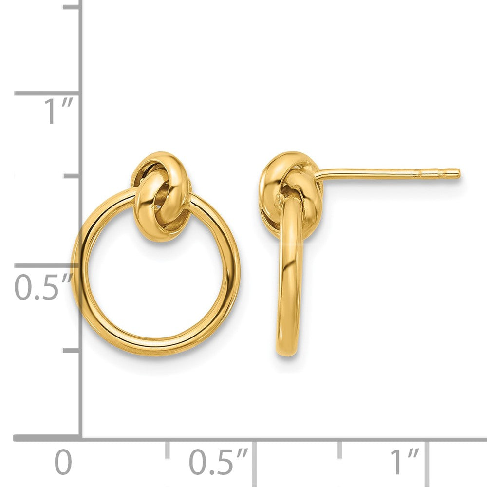 14K Gelbgold Poliert Knoten Kreis Tropfen Ohrstecker