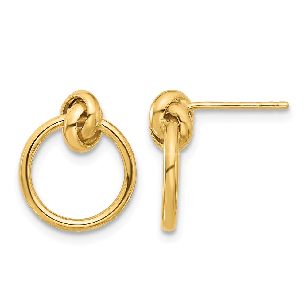 14K Gelbgold Poliert Knoten Kreis Tropfen Ohrstecker