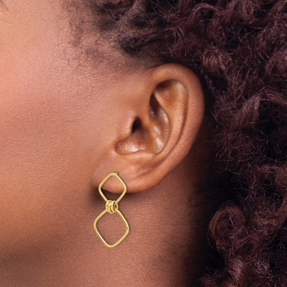 14K Gelbgold Poliert Hängend Ohrstecker