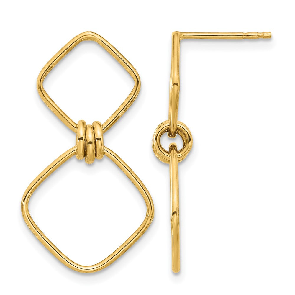14K Gelbgold Poliert Hängend Ohrstecker