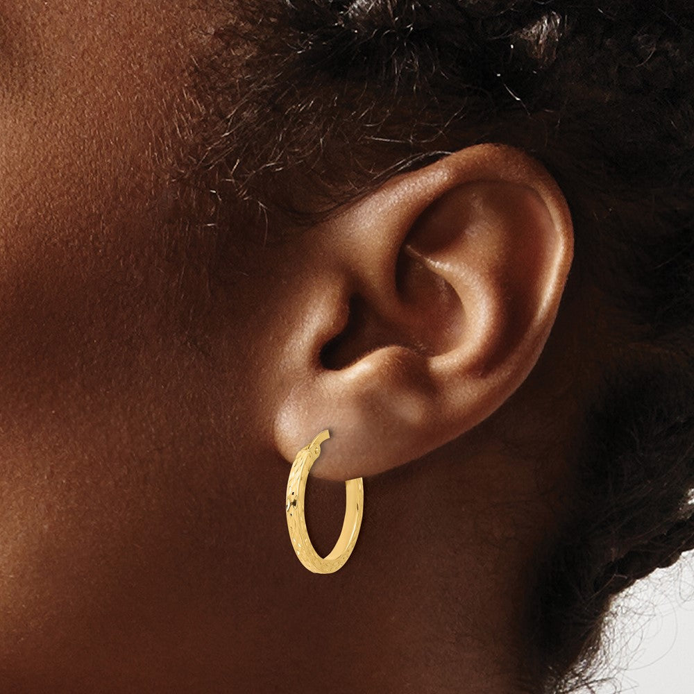 14K Gelbgold Diamantiert Creolen