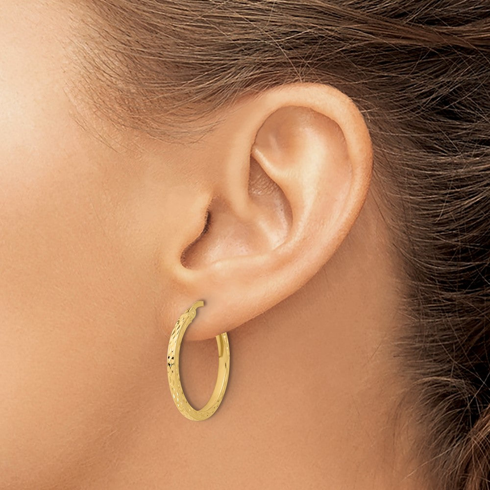14K Gelbgold Diamantiert Creolen