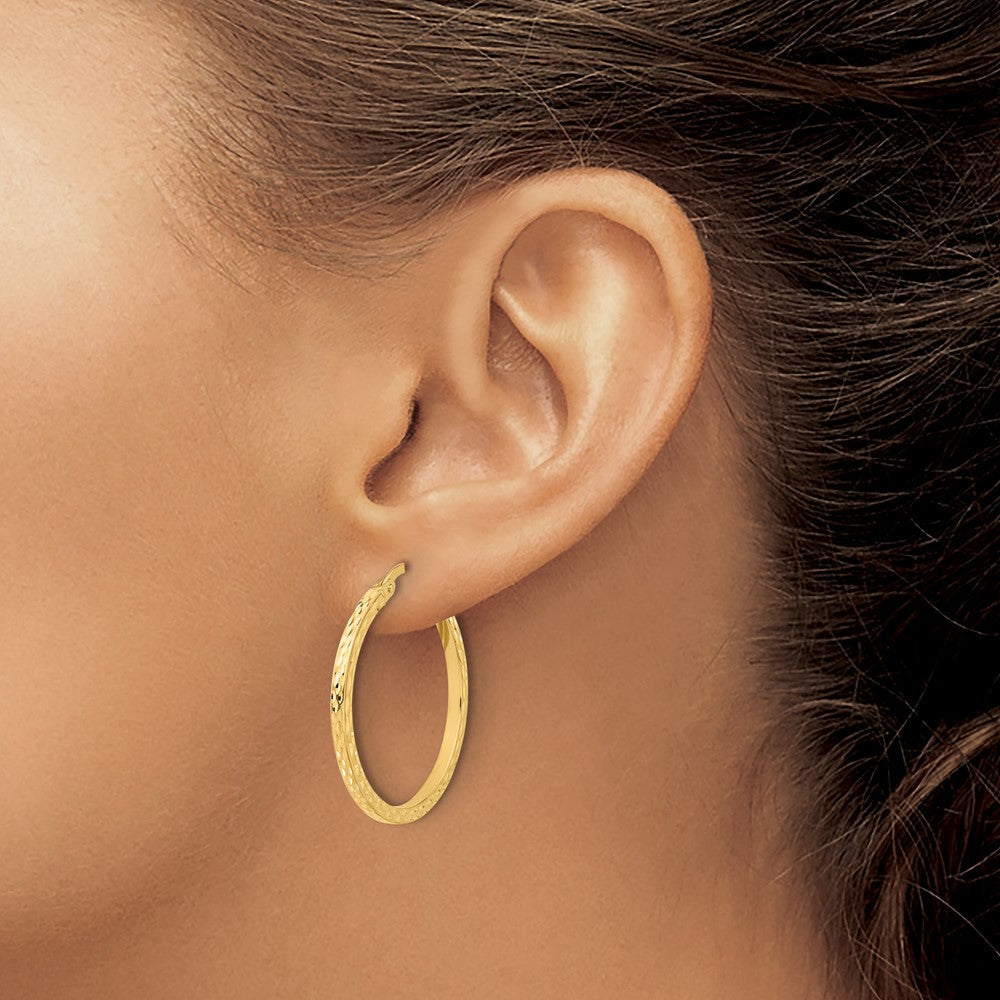 14K Gelbgold Diamantiert Creolen