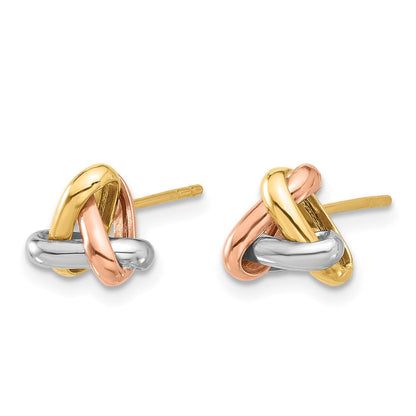 14K Tricolor Poliert Liebe Knoten Ohrstecker