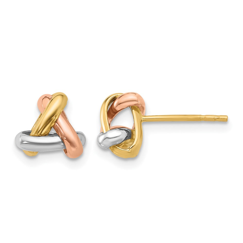 14K Tricolor Poliert Liebe Knoten Ohrstecker