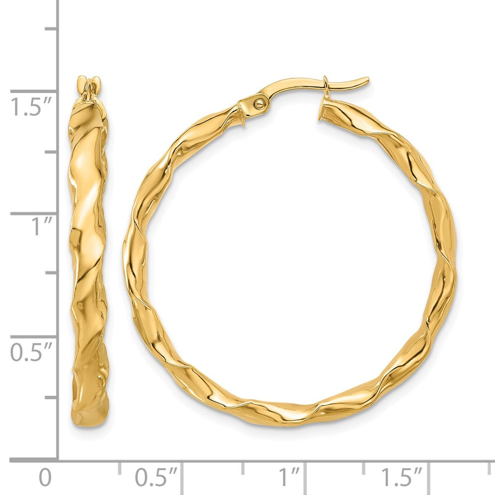 14K Gelbgold Poliert Gedreht Creolen