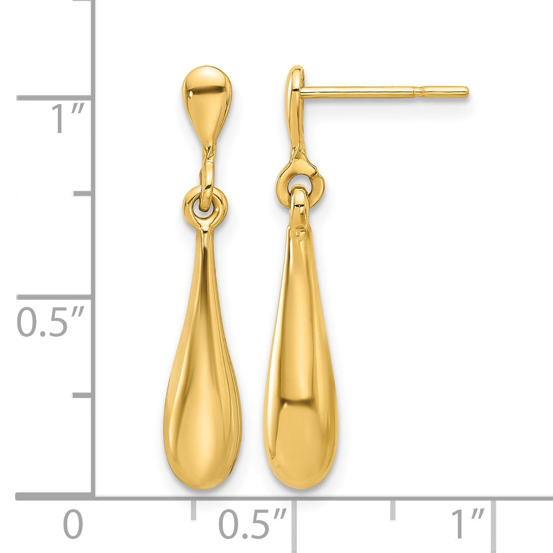 14K Gelbgold Poliert Tropfen Stecker Ohrhänger