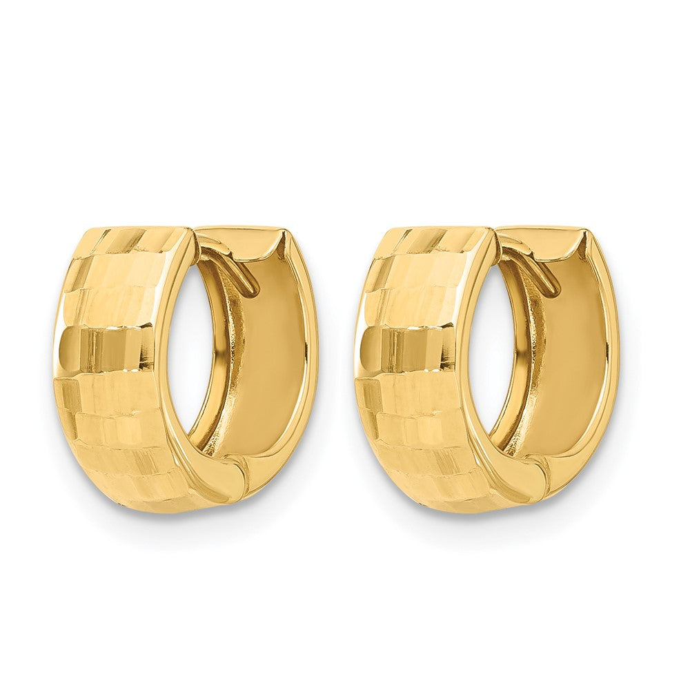14K Gelbgold Poliert und Diamantiert Huggie Creolen