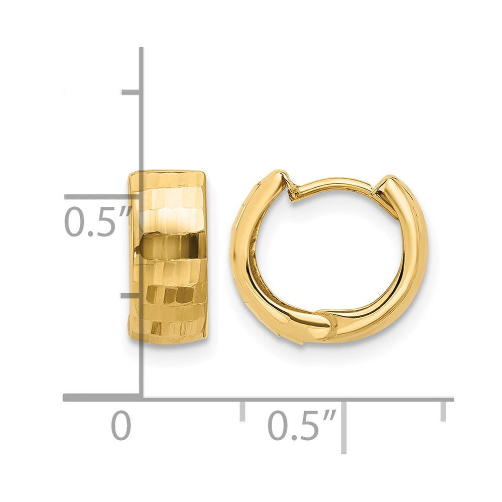 14K Gelbgold Poliert und Diamantiert Huggie Creolen