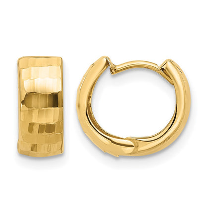 14K Gelbgold Poliert und Diamantiert Huggie Creolen