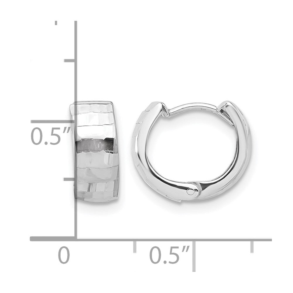 14K Weißgold Poliert und Diamantiert Huggie Creolen